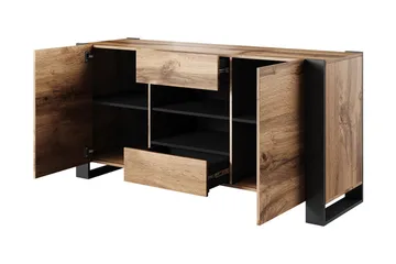 Oberting Kommode 164x44 cm - Træ/natur/Grå - Opbevaring - Opbevaringsmøbler - Kommode