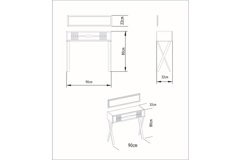 Ocotla Kommode 90x32 cm Skuffe - Hvid - Opbevaring - Opbevaringsmøbler - Kommode - Entrékommode