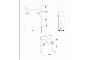 Ocotla Kommode 90x32 cm Skuffe - Hvid - Møbler - Borde - Sminkebord & konsolbord