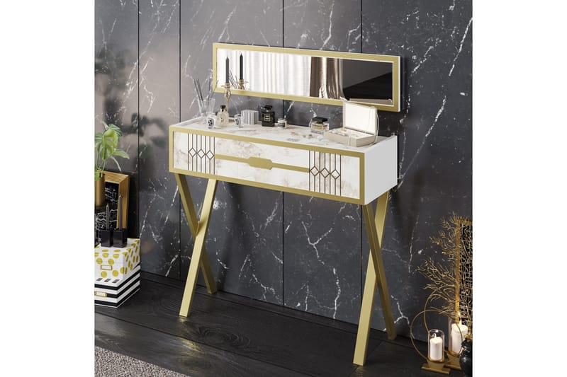 Ocotla Kommode 90x32 cm Skuffe, Hvid