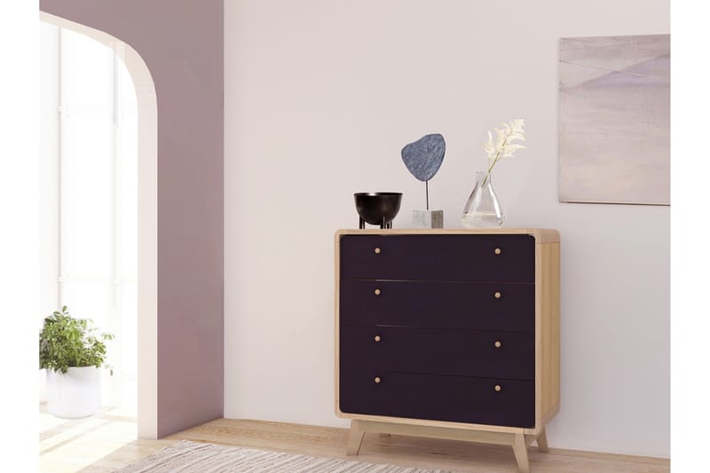 Olivet Kommode 80x39 cm - Natur/Sort - Opbevaring - Opbevaringsmøbler - Kommode - Entrékommode