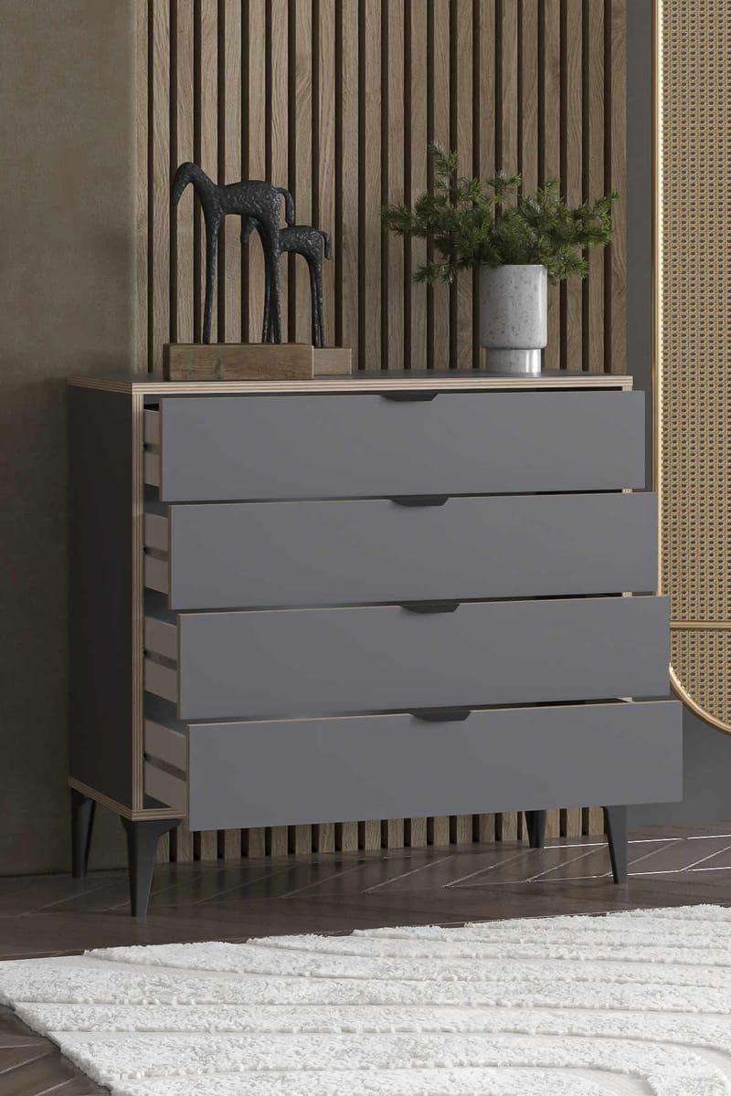 Olyros kommode 90 cm - Antracit - Opbevaring - Opbevaringsmøbler - Kommode - Entrékommode