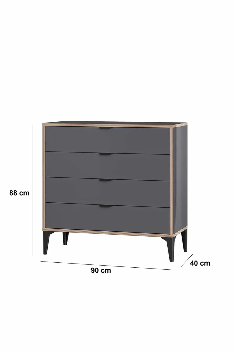 Olyros kommode 90 cm - Antracit - Opbevaring - Opbevaringsmøbler - Kommode - Entrékommode