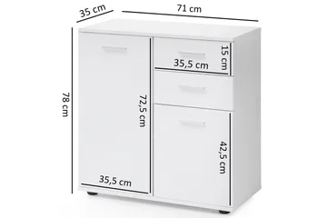 Pinuelas kommode 71x36 cm - Hvid - Opbevaring - Opbevaringsmøbler - Kommode - Entrékommode
