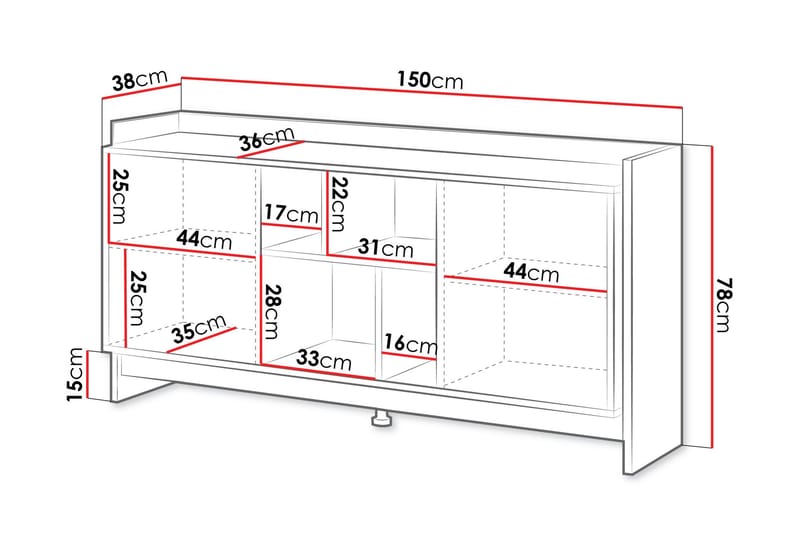 Polina Kommode 150 cm - Brun / Sort - Opbevaring - Opbevaringsmøbler - Kommode