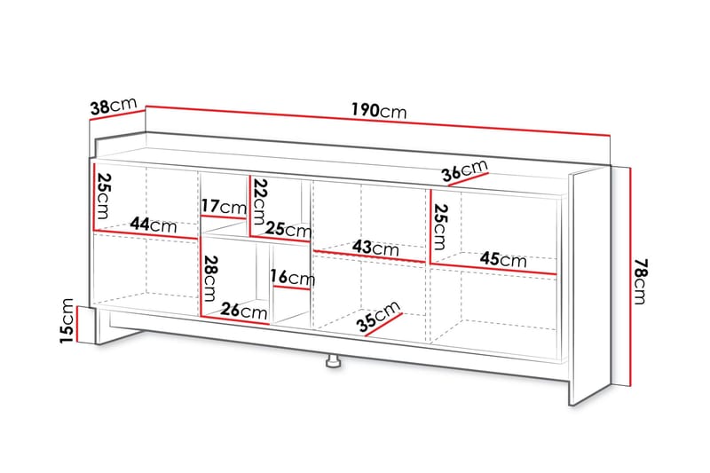 Polina Kommode 190 cm - Brun / Sort - Opbevaring - Opbevaringsmøbler - Kommode