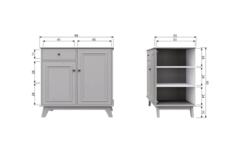 Portsea Kommode 98 cm - Offwhite - Opbevaring - Opbevaringsmøbler - Kommode - Entrékommode