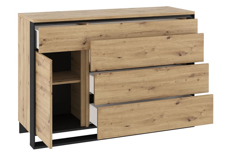 Quant Kommode 41x130 cm - Eg/Sort - Opbevaring - Opbevaringsmøbler - Kommode - Entrékommode