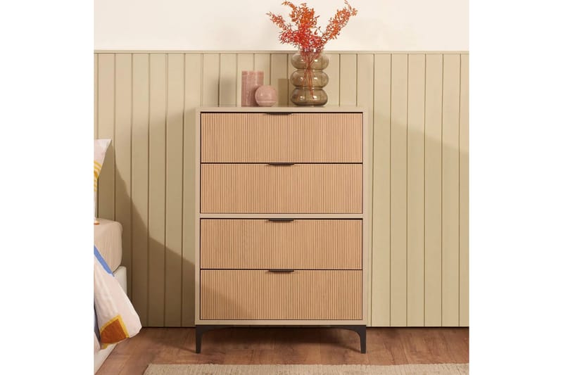 Ranko Kommode 70 cm - Sand/Mellemfarvet træ - Opbevaring - Opbevaringsmøbler - Kommode - Entrékommode