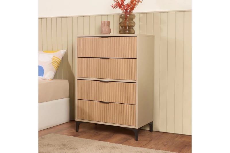 Ranko Kommode 70 cm - Sand/Mellemfarvet træ - Opbevaring - Opbevaringsmøbler - Kommode - Entrékommode