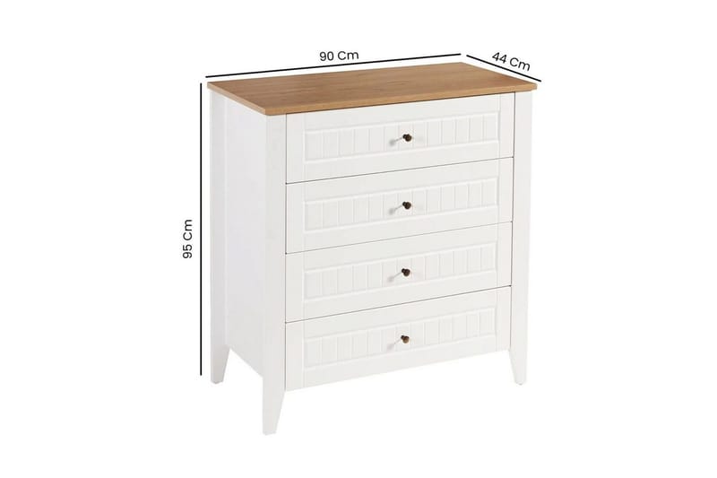Ranko Kommode 90 cm - Brun/Hvid - Opbevaring - Opbevaringsmøbler - Kommode - Entrékommode