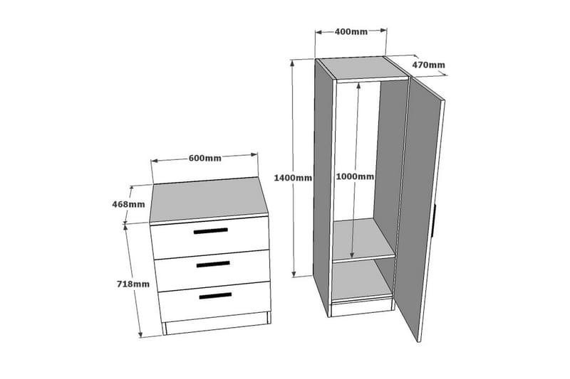 Rinorea Opbevaringsskab 40x140 cm - Hvid - Kommode