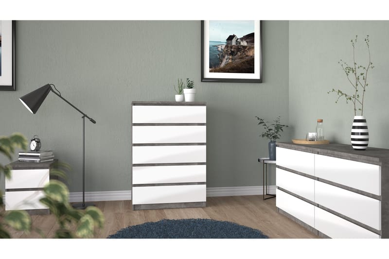 Salomns Kommode 50x154 cm - Hvid|Grå - Opbevaring - Opbevaringsmøbler - Kommode