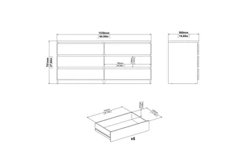 Salomns Kommode 50x154 cm - Hvid|Grå - Opbevaring - Opbevaringsmøbler - Kommode