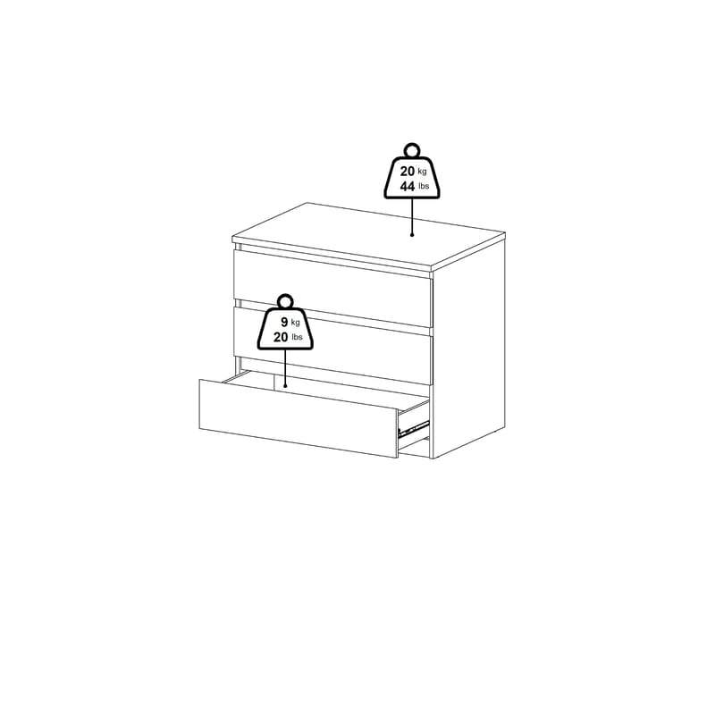 Salomns Kommode med 3 skuffer 77x50x68 cm - Opbevaring - Opbevaringsmøbler - Kommode - Entrékommode