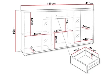 Salsa kommode 140x40x80 cm - Opbevaring - Opbevaringsmøbler - Kommode