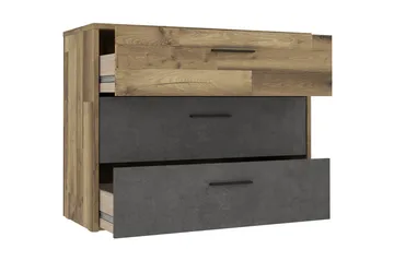 Scrafton Kommode 100 cm - Grå/Brun - Opbevaring - Opbevaringsmøbler - Kommode - Entrékommode