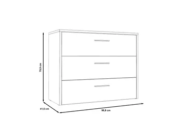 Scrafton Kommode 100 cm - Grå/Brun - Opbevaring - Opbevaringsmøbler - Kommode - Entrékommode