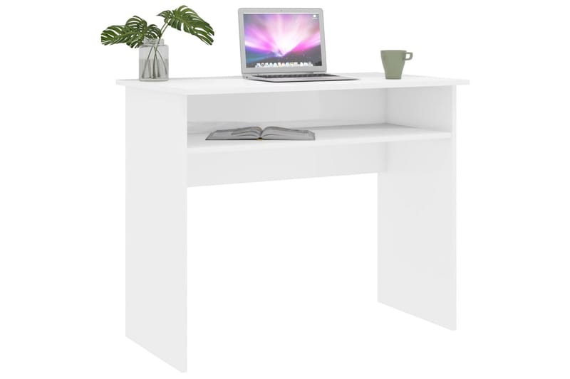 Skrivebord 90x50x74 cm Spånplade Hvid Højglans - Hvid - Sekretær
