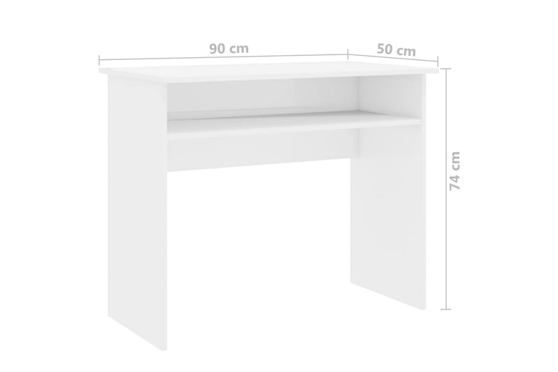 Skrivebord 90x50x74 cm Spånplade Hvid Højglans - Hvid - Sekretær