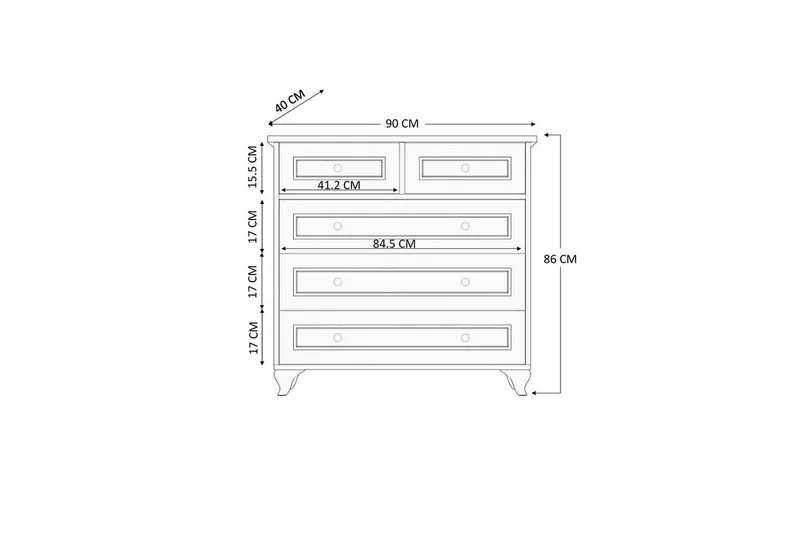 Seric Kommode 90 cm - Mat Hvid - Opbevaring - Opbevaringsmøbler - Kommode - Entrékommode