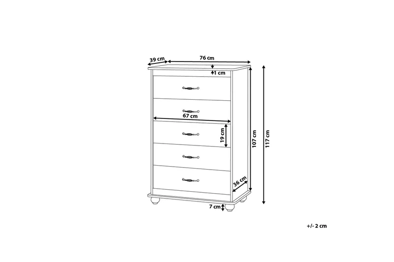 Sharon Bureau 39 | 76 cm - Hvid - Opbevaring - Opbevaringsmøbler - Kommode - Entrékommode