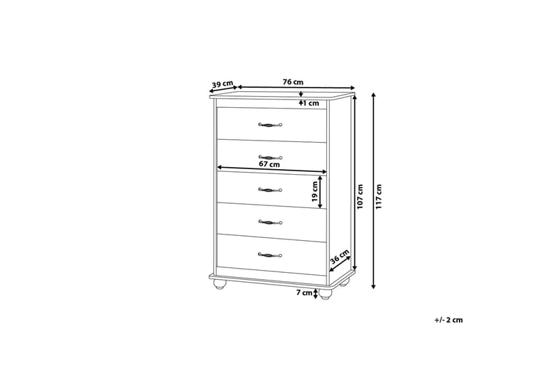 Sharon Bureau 39 | 76 cm - Hvid - Opbevaring - Opbevaringsmøbler - Kommode - Entrékommode
