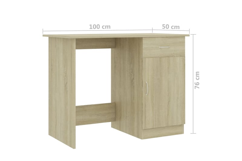 Skrivebord 100x50x76 cm Spånplade Sonoma-Eg - Brun - Sekretær