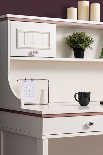 Skrivebord Homitis Ezgi (132 x 134 x 62 cm) Lys creme - Opbevaring - Opbevaringsmøbler - Kommode - Sekretær