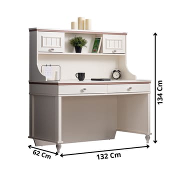 Skrivebord Homitis Ezgi (132 x 134 x 62 cm) Lys creme - Opbevaring - Opbevaringsmøbler - Kommode - Sekretær