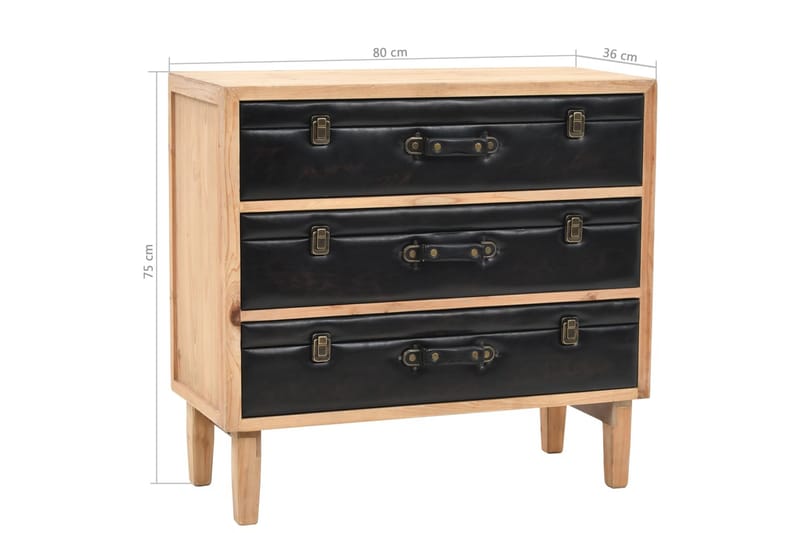 Skuffeskab Massivt Grantræ 80 X 36 X 75 Cm - Brun - Opbevaring - Opbevaringsmøbler - Kommode - Entrékommode