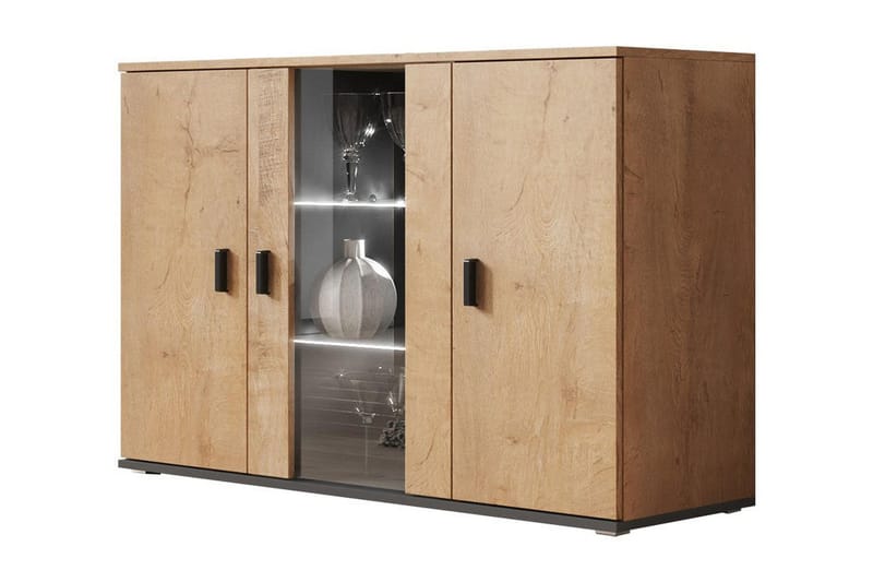 Soho Kommode 41x120 cm LED-belysning, Eg/Sort/Hvid