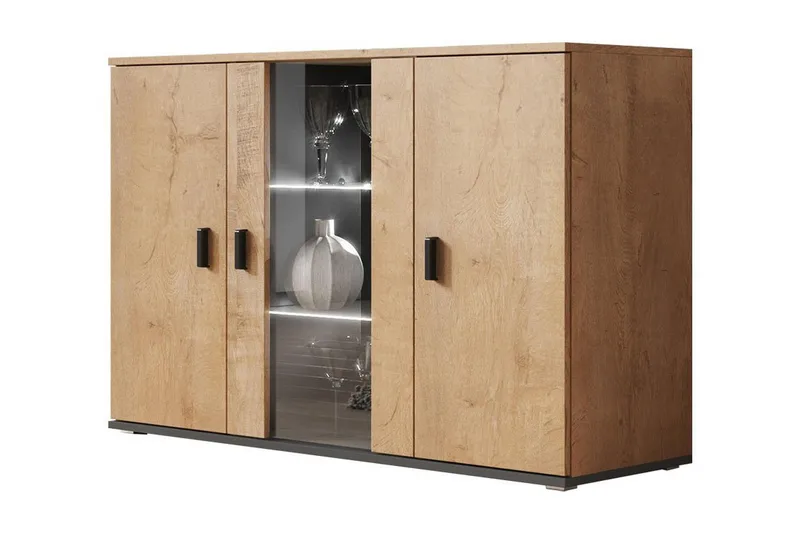 Soho Kommode 41x120 cm LED-belysning, Eg/Sort/Hvid