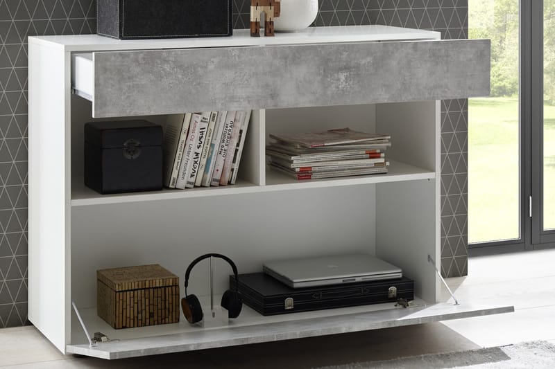 Sorano Kommode 111 cm - Hvid/Grå - Opbevaring - Opbevaringsmøbler - Kommode