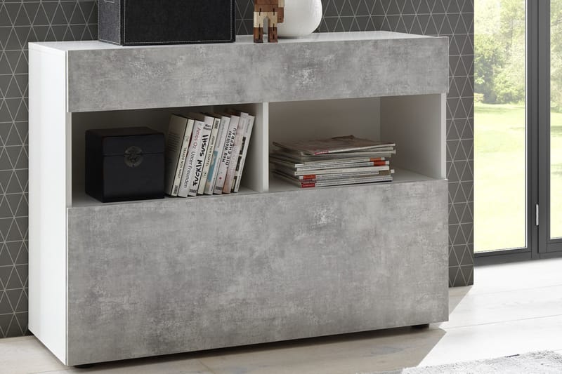 Sorano Kommode 111 cm - Hvid/Grå - Opbevaring - Opbevaringsmøbler - Kommode