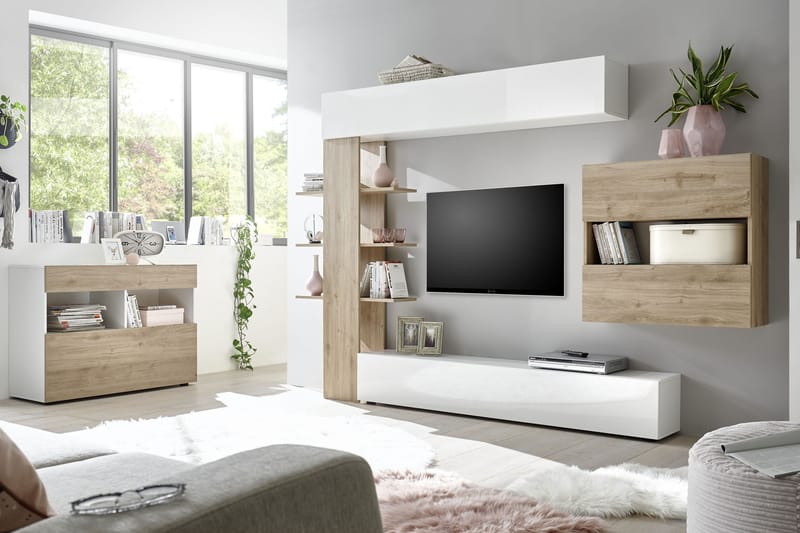 Sorano Kommode 111 cm - Hvid/Træ/Natur - Opbevaring - Opbevaringsmøbler - Kommode