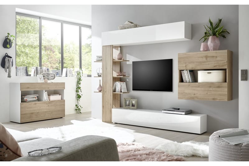 Sorano Kommode 111 cm - Hvid/Træ/Natur - Opbevaring - Opbevaringsmøbler - Kommode