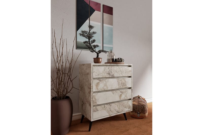Suvera Kommode 70 cm - Hvid Marmor - Opbevaring - Opbevaringsmøbler - Kommode - Entrékommode