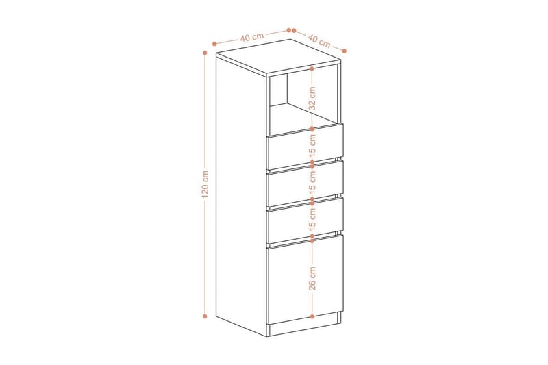 Tyven Kommode 40 cm - Rødbrunt træ - Opbevaring - Opbevaringsmøbler - Kommode - Entrékommode