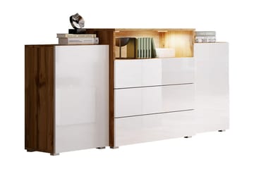 Urbanie Kommode 39x150 cm LED - Hvid/Natur - Opbevaring - Entréopbevaring