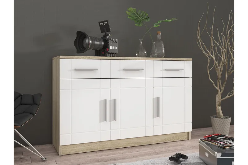 Valga Kommode 37x104 cm - Hvid/Natur - Opbevaring - Opbevaringsmøbler - Kommode - Entrékommode