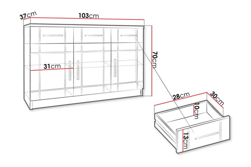 Valga Kommode 37x104 cm - Natur/Grå - Opbevaring - Opbevaringsmøbler - Kommode - Entrékommode