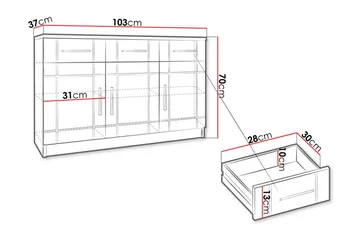 Valga Kommode 37x104 cm - Natur/Grå - Opbevaring - Opbevaringsmøbler - Kommode