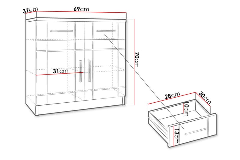 Valga Kommode 37x69 cm - Hvid/Natur - Opbevaring - Opbevaringsmøbler - Kommode - Entrékommode