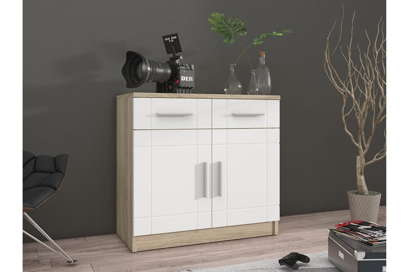 Valga Kommode 37x69 cm - Hvid/Natur - Opbevaring - Opbevaringsmøbler - Kommode - Entrékommode