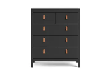 Vallvidera Kommode 5 Skuffer 38x82 cm - Sort/Natur - Opbevaring - Opbevaringsmøbler - Kommode