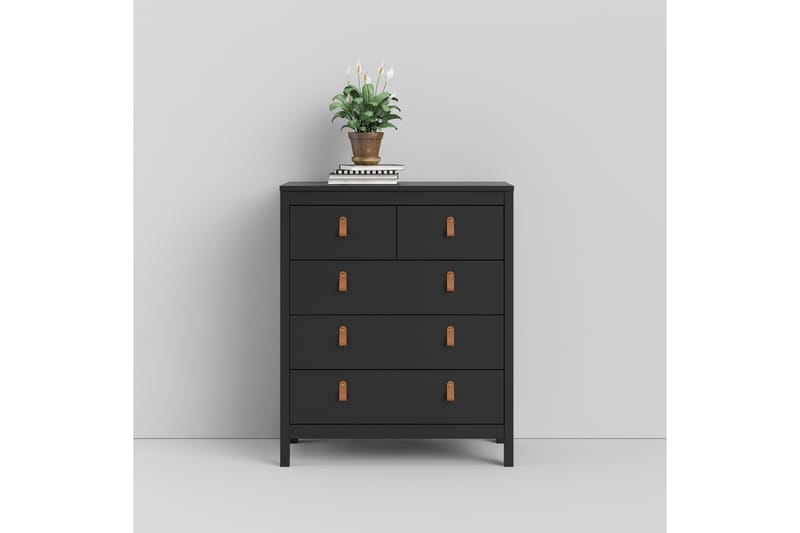 Vallvidera Kommode 5 Skuffer 38x82 cm - Sort/Natur - Opbevaring - Opbevaringsmøbler - Kommode - Entrékommode