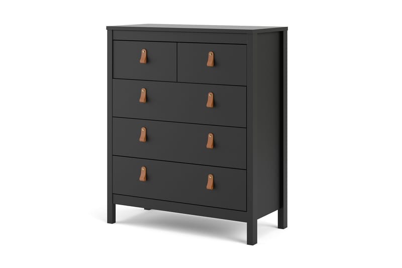 Vallvidera Kommode 5 Skuffer 38x82 cm - Sort/Natur - Opbevaring - Opbevaringsmøbler - Kommode - Entrékommode