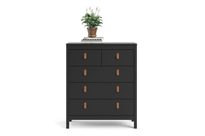 Vallvidera Kommode 5 Skuffer 38x82 cm - Sort/Natur - Opbevaring - Opbevaringsmøbler - Kommode - Entrékommode