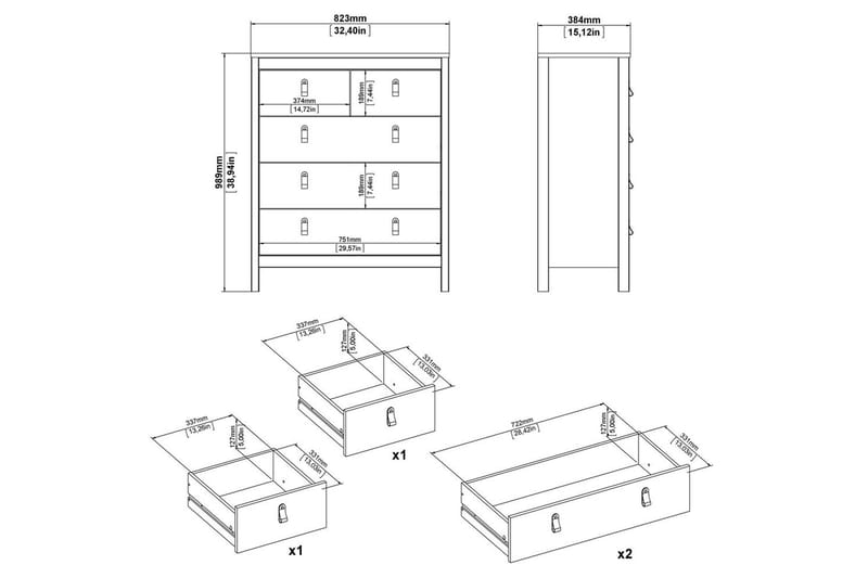 Vallvidera Kommode 82 cm - Hvid - Opbevaring - Opbevaringsmøbler - Kommode - Entrékommode